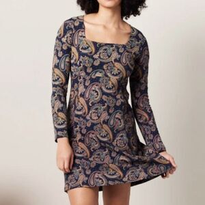 Known Supply Sonnet Dress Dark Blue Paisley Size Large